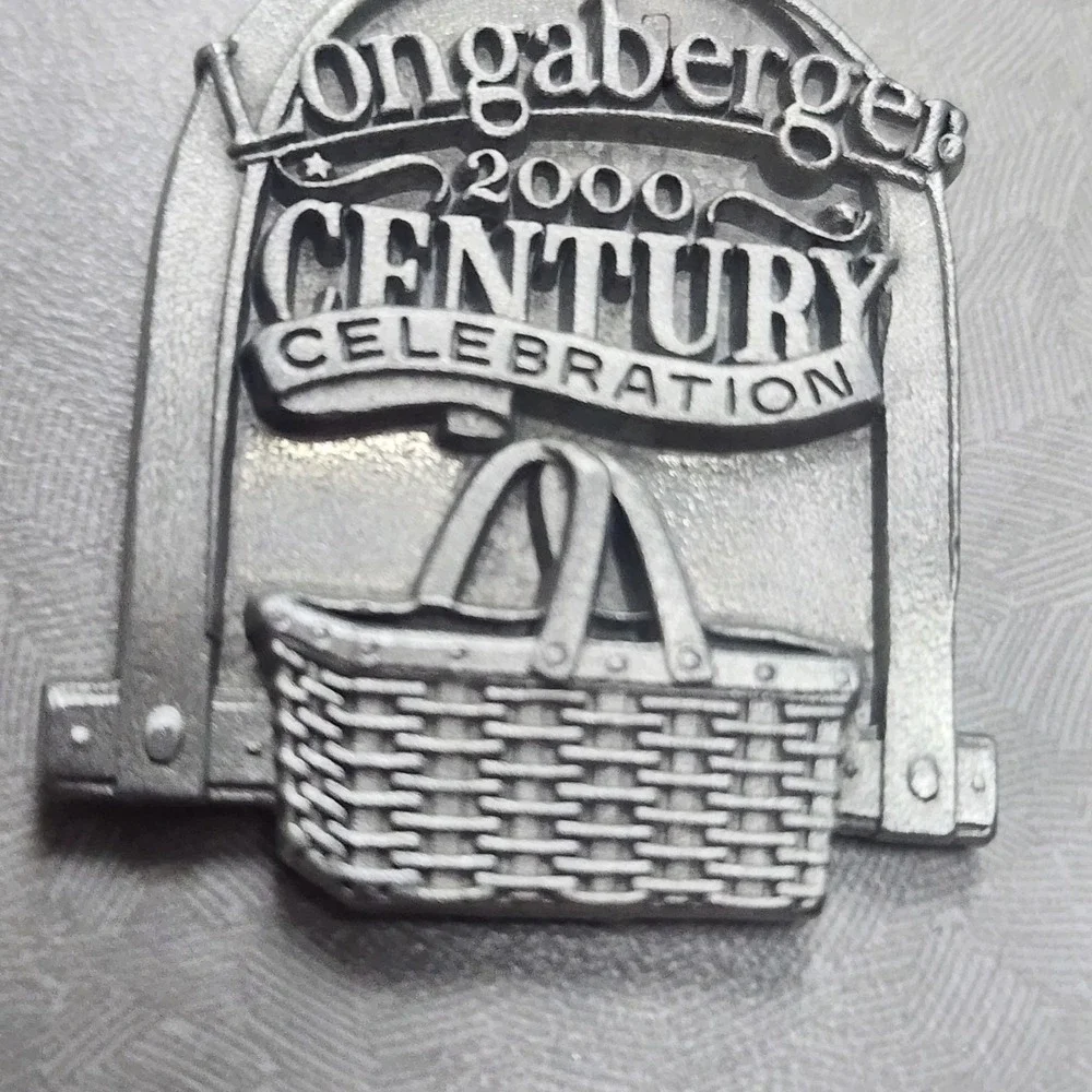 Longaberger Pewter Basket Key Chain 2000 Century Celebration New